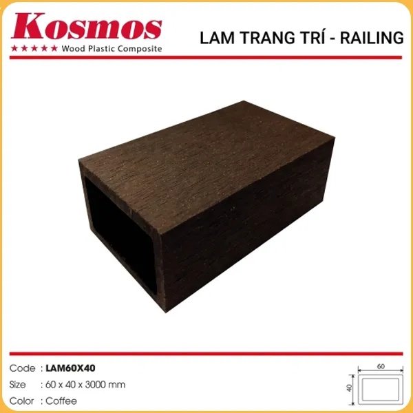 Thanh Lam Gỗ Nhựa Ngoài Trời Kosmos LAM60x40 Coffee